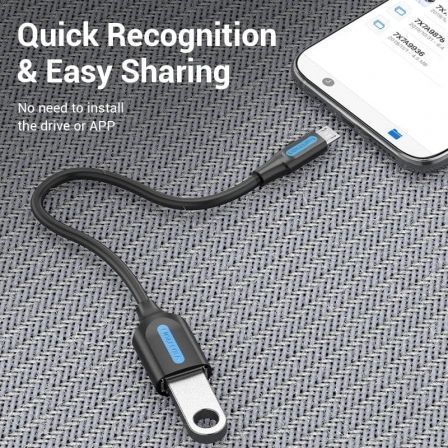 Vention Cable USB 2.0 CCUBB MicroUSB Macho a USB Hembra 15cm Negro